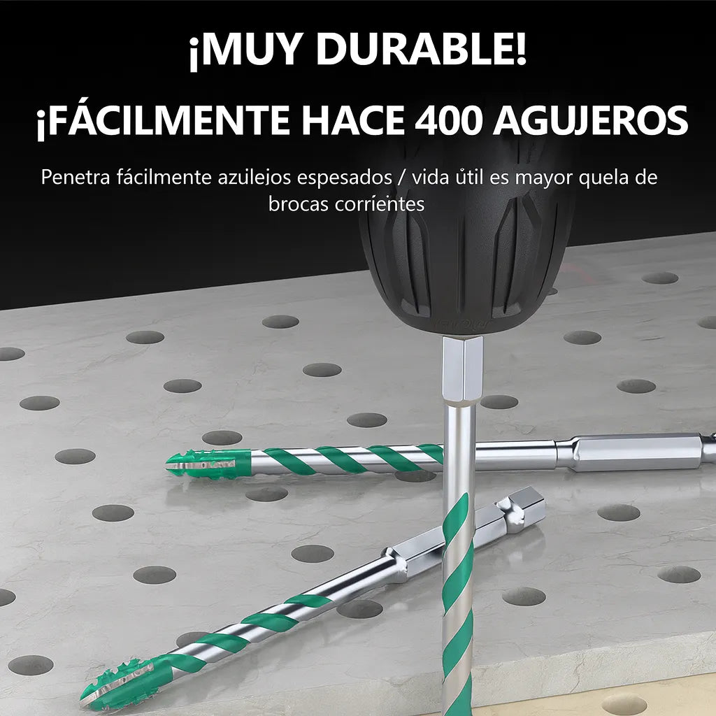 Set de 4 puntas multipropósito con 4 bordes dentados para abrir y ampliar agujeros