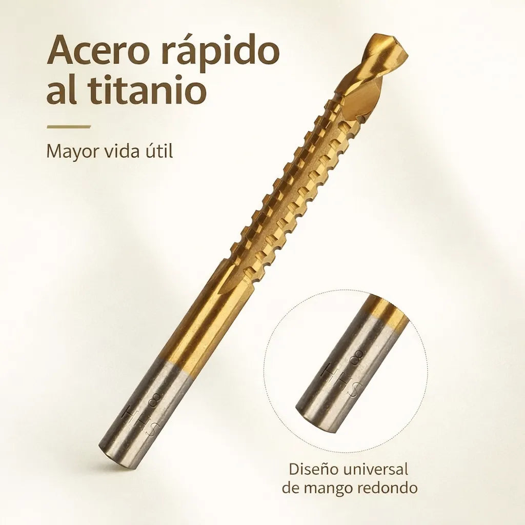 Set de 8 Brocas de Titanio: Perfora, Corta y Corrige Cualquier Error al Instante