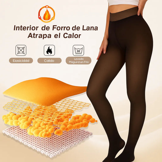 Medias translucent Fleece-Calor y elegancia en una sola prenda