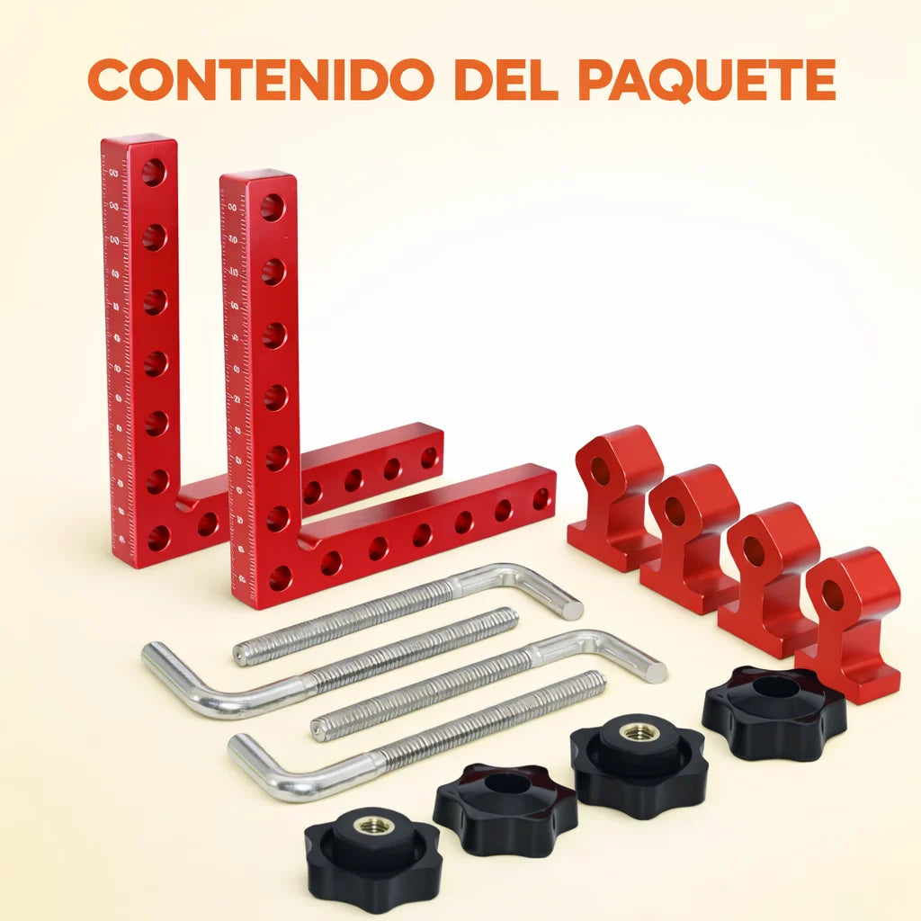 Paquete de 2 abrazaderas Esquina 90° – Sujeta, Alinea y Ensambla Piezas Perfectas Sin Necesidad de Ayuda