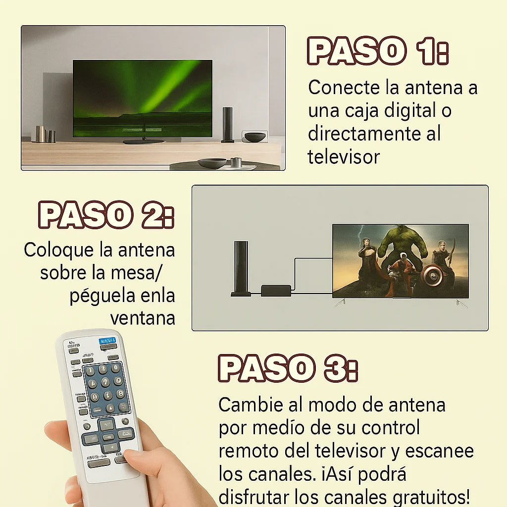 Antena HD-TV GRATIS ❌sin mensualidades NI INTERNET