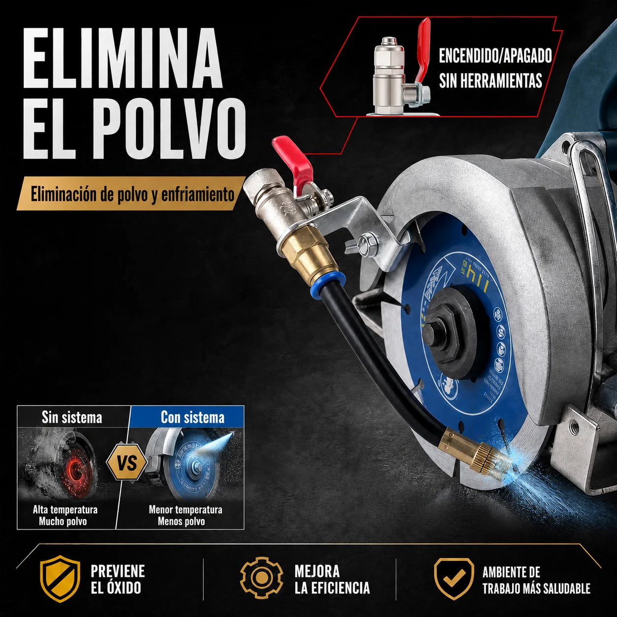 Cortes más limpios y discos mejor refrigerados con un solo accesorio