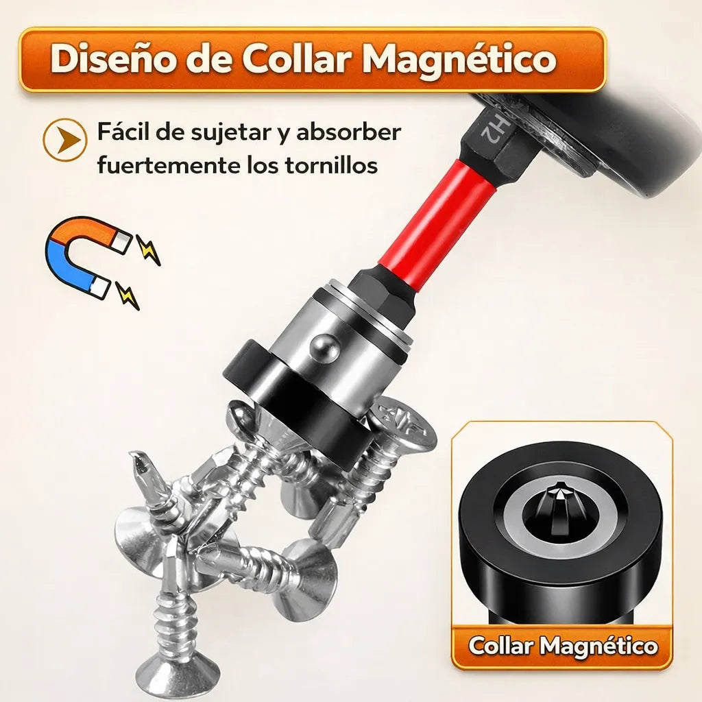 Set 5 Puntas Magnéticas con Tope Automático para Drywall – Tornillos Perfectos Sin Esfuerzo