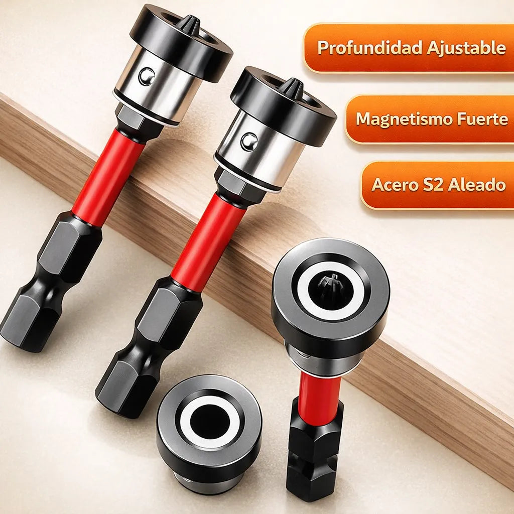 Set 5 Puntas Magnéticas con Tope Automático para Drywall – Tornillos Perfectos Sin Esfuerzo