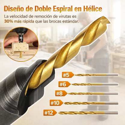 Set de 5 Brocas Avellanadoras 3 en 1 con Tope Ajustable – Acabado Profesional Sin Complicaciones