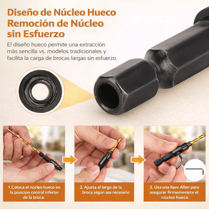 Set de 5 Brocas Avellanadoras 3 en 1 con Tope Ajustable – Acabado Profesional Sin Complicaciones
