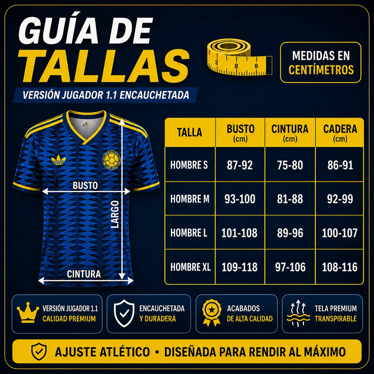 Camiseta Colombia Mundial 2026 Tipo Jugador 1.1 encauchetada: La Nueva Piel Para Vivir Cada Partido Con Orgullo