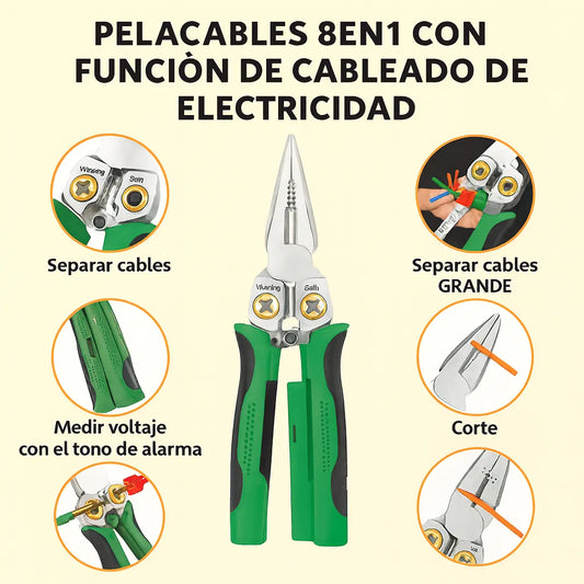Pinzas 8 en 1 Pela cables-Pinzas-Medidor de voltaje ETC
