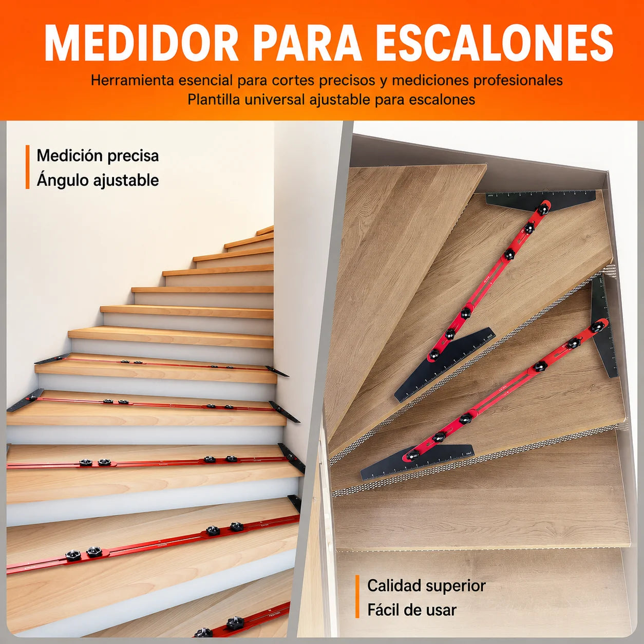 Copia medidas y ángulos irregulares Plantilla Ajustable 360° para Escaleras y Carpintería