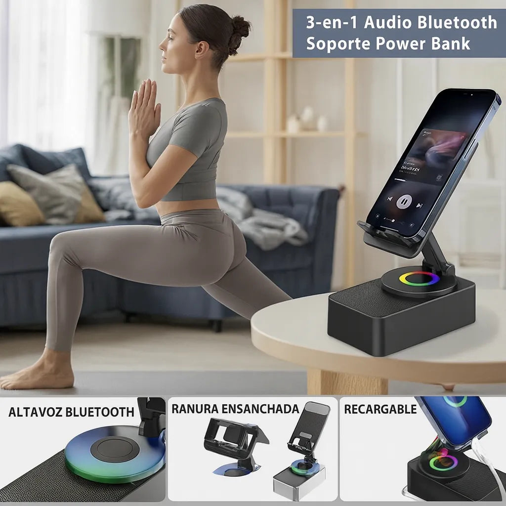5 En 1 altavoz Bluetooth inalámbrico, estación de carga y soporte para teléfono