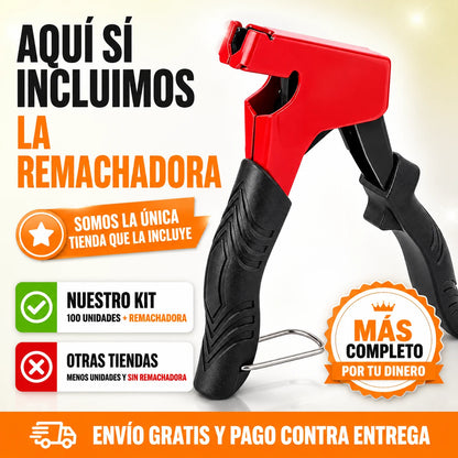 KIT DE 100 TUERCAS CON TORNILLO DE EXPANSIÓN TIPO PÉTALO + REMACHADORA🎁