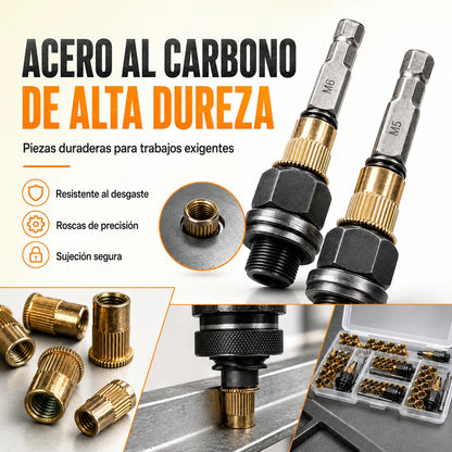 Kit Adaptador de Remaches Roscados para Taladro(50 Unidades) + Juego de Mandriles M3 a M8