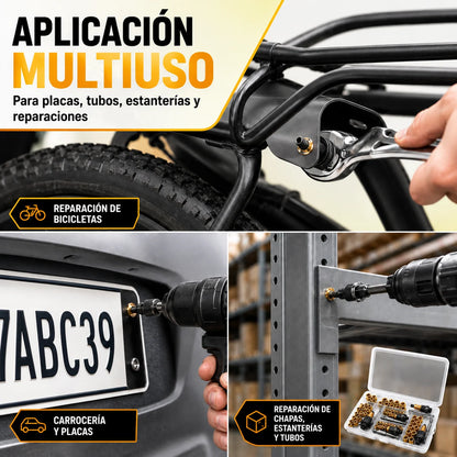 Kit Adaptador de Remaches Roscados para Taladro(50 Unidades) + Juego de Mandriles M3 a M8