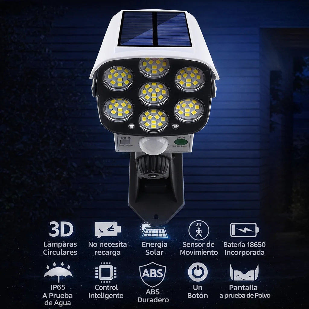 Lámpara Solar de Seguridad con Diseño de Cámara – Iluminación Inteligente para Tu Hogar