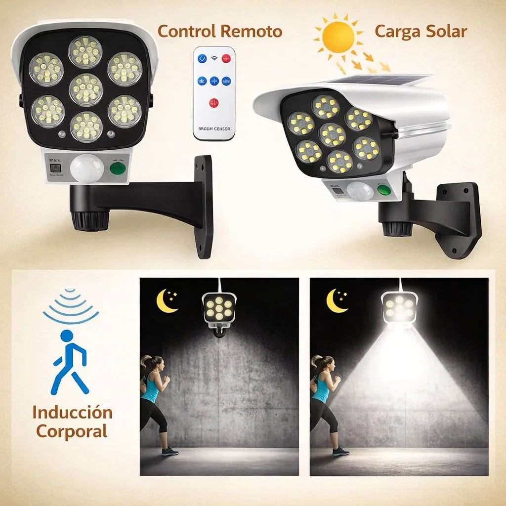 Lámpara Solar de Seguridad con Diseño de Cámara – Iluminación Inteligente para Tu Hogar