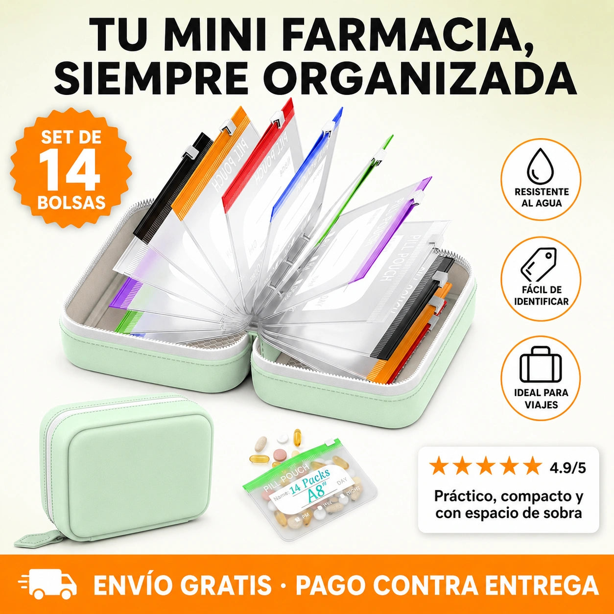 14 bolsas, cero desorden: lleva tu rutina en un solo estuche