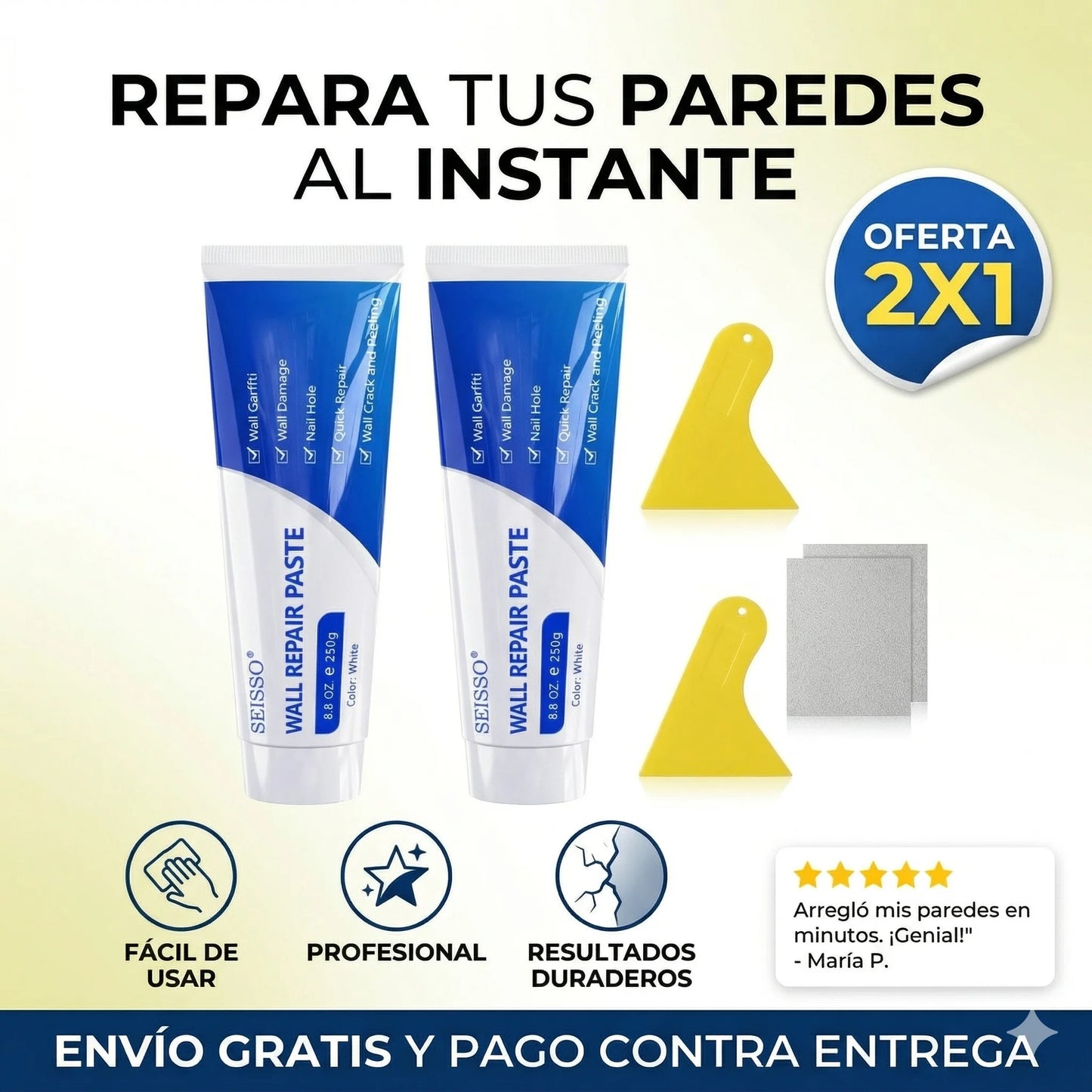 🛑OFERTA 2X1🛑 Devuélvele la vida a tus paredes: El kit profesional que borra grietas y huecos como por arte de magia.