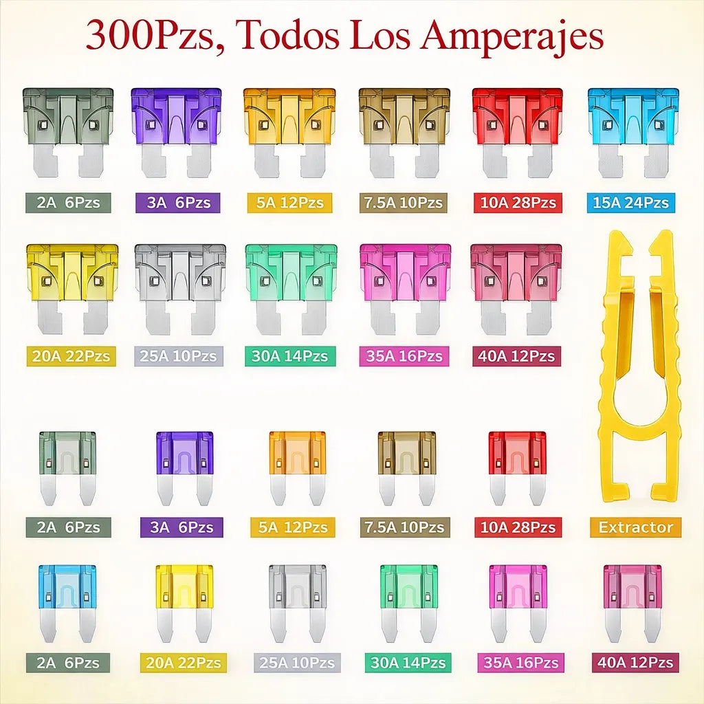 Kit de 300 Fusibles Automotrices para Estar Preparado en Cualquier Camino